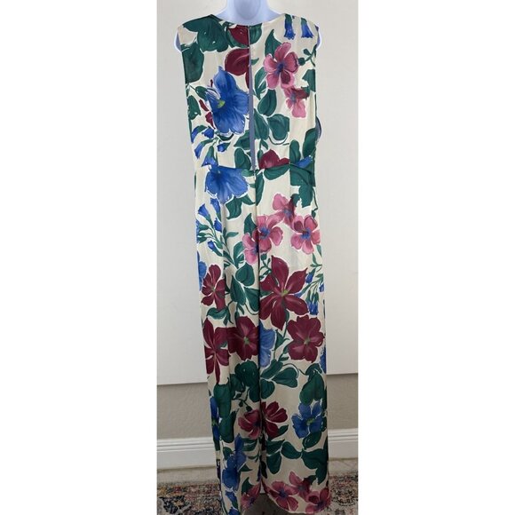 ZARA Floral Print Sleeveless Blousen Wide Leg Keyhole Back Jumpsuit Sz XL - Picture 5 of 7